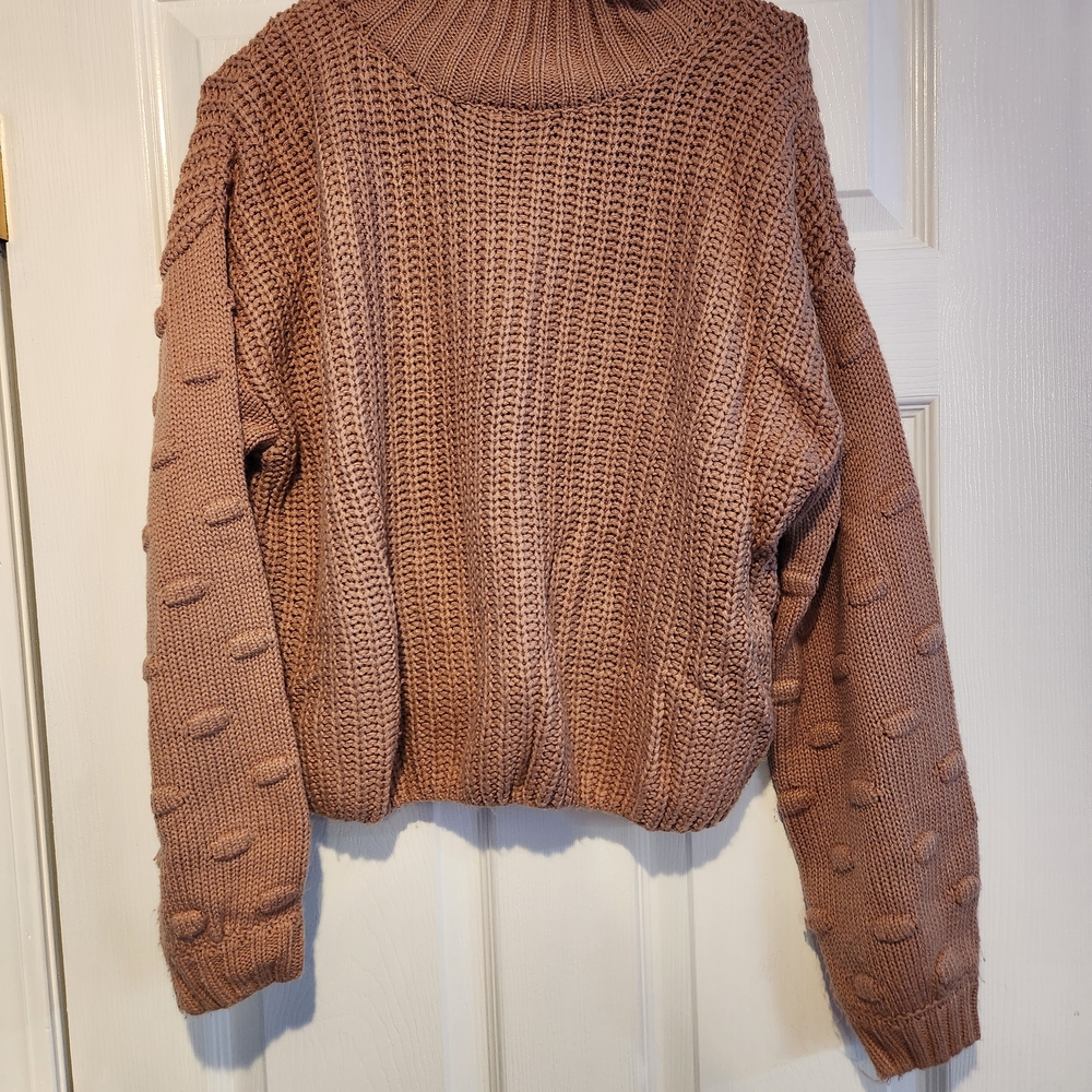 Jessica Simpson Textured Knit Turtleneck Sweater - Tan